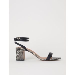 H&M Snake Print Ankle Wrap Heeled Sandals